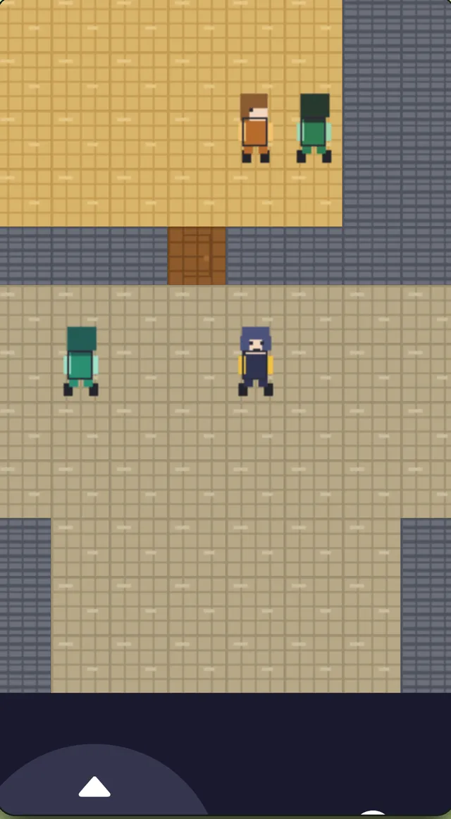 廊下に生徒が立っている、ドット絵の学園のマップ